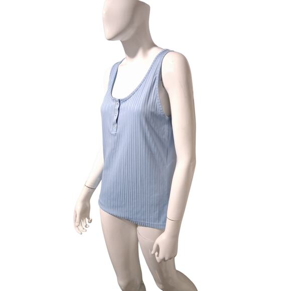 ICHI Quiet Luxury Ribbed Snap Women's size Large Old Money Sleeveless Casual Top - Picture 3 of 13